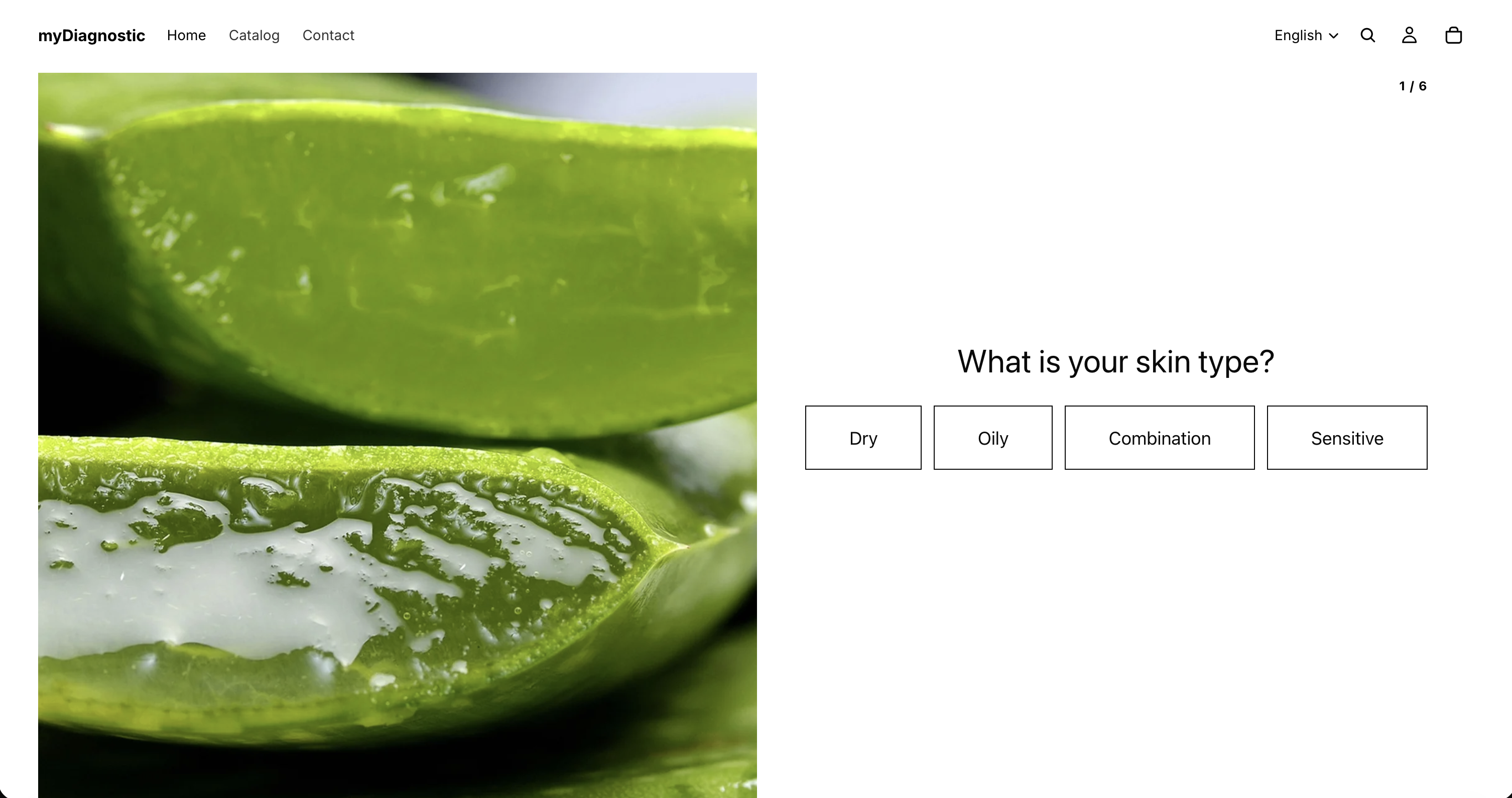 A question on the storefront: the image fills the left half, the question and its answers sit on the right.